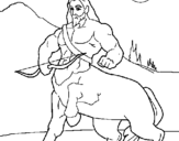 Desenho Centauro com arco pintado por lola