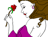 Desenho Princesa com uma rosa pintado por Dara
