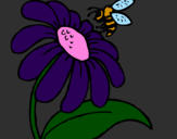 Desenho Margarida com abelha pintado por vivi