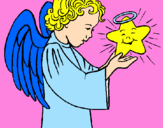 Desenho Anjo e estrela pintado por lulu