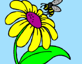 Desenho Margarida com abelha pintado por fernanda
