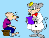 Desenho Doutor e paciente rato pintado por Gabi