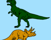 Desenho Tricerátopo e tiranossauro rex pintado por diogo  h