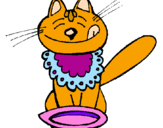 Desenho Gato a comer pintado por miss cat*
