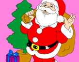 Desenho Santa Claus e uma árvore de natal pintado por  natal