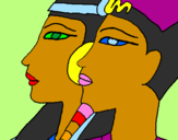 Desenho Ramsés e Nefertiti pintado por andrea