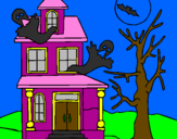 Desenho Casa do terror pintado por pirataa