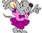 Desenho Rata com vestido pintado por Marisa