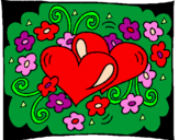 Desenho Corações e flores pintado por Prii