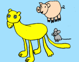 Desenho Leoa, porco e rato pintado por gabriel