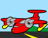 Desenho Avião com pás pintado por fran 2 