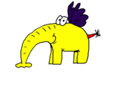 Desenho Elefante com asas pintado por Bruno