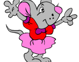 Desenho Rata com vestido pintado por gabriela