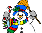 Desenho Boneco de neve com cachecol pintado por iq