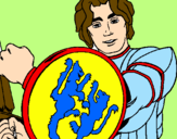 Desenho Cavaleiro com escudo de leão pintado por gabriela