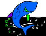 Desenho Tubarão pintado por Carolina