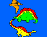 Desenho Três classes de dinossauros pintado por julio