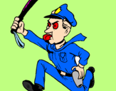 Desenho Polícia a correr pintado por felipe de luca
