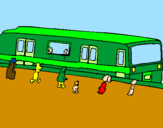 Desenho Passageiros à espera do comboio pintado por andreia