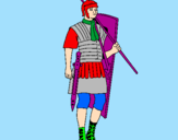 Desenho Soldado romano pintado por pronto p/ a guerra