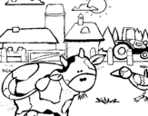 Desenho Vaca na quinta pintado por micas