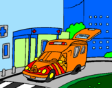 Desenho Ambulância no hospital pintado por kelvin b