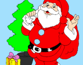 Desenho Santa Claus e uma árvore de natal pintado por claudio da silva s junior
