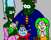 Desenho Família de monstros pintado por gabriel