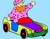 Desenho Boneca em carro descapotável pintado por mario