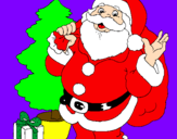 Desenho Santa Claus e uma árvore de natal pintado por enrico