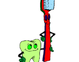 Desenho Dentes e escova de dentes pintado por daniel rito