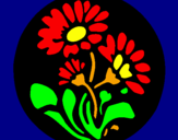 Desenho Gravado com flores pintado por gabryell