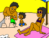 Desenho Família férias pintado por favo de mel