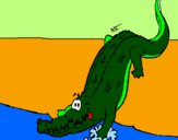 Desenho Crocodilo a entrar na água pintado por Nathan Lucas