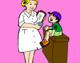 Desenho Enfermeira e menino pintado por fredi
