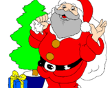 Desenho Santa Claus e uma árvore de natal pintado por Luisito