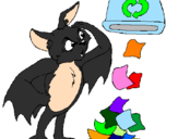 Desenho Morcego a recliclar pintado por Seperar la basura!