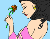 Desenho Princesa com uma rosa pintado por fatima