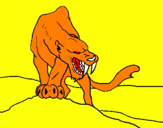 Desenho Tigre com dentes afiados pintado por kaiqui