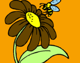 Desenho Margarida com abelha pintado por ema