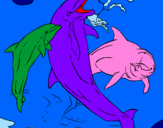 Desenho Golfinhos a brincar pintado por lu correa