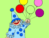 Desenho Palhaço com balões pintado por sofia