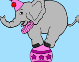 Desenho Elefante em cima de uma bola pintado por Renata 