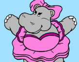 Desenho Hipopótamo com laço pintado por ana clara 