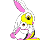 Desenho Mãe coelho pintado por Jani