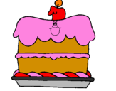 Desenho Bolo de aniversário pintado por happy birthsdays