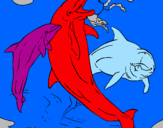 Desenho Golfinhos a brincar pintado por eduardo ricardo favoreti