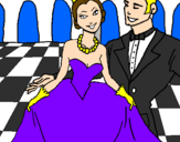 Desenho Princesa e príncipe no baile pintado por o  grande baile