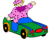 Desenho Boneca em carro descapotável pintado por nilma
