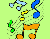 Desenho Notas na escala musical pintado por matilde